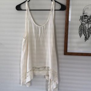 Free People white lace trim tank